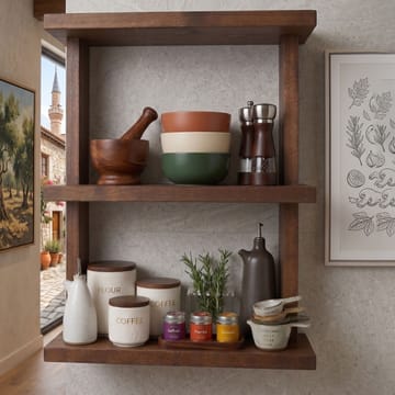 Dekorativ væghylde i træ Wallxpert Cevo (50 x 40 x 14 cm) træ - træ - Hus & renovering - Byggeri - Gulv, væg & tag - Gulv & vægbeklædning - Vægplader