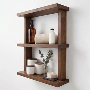 Dekorativ væghylde i træ Wallxpert Cevo (50 x 40 x 14 cm) træ - træ - Hus & renovering - Byggeri - Gulv, væg & tag - Gulv & vægbeklædning - Vægplader