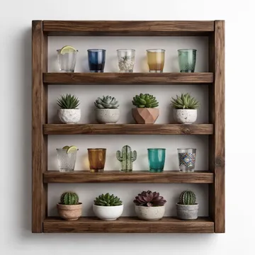 Dekorativ væghylde i træ Wallxpert Cevo (50 x 50 x 7 cm) Træ - Træ - Hus & renovering - Byggeri - Gulv, væg & tag - Gulv & vægbeklædning - Vægplader