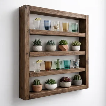 Dekorativ væghylde i træ Wallxpert Cevo (50 x 50 x 7 cm) Træ - Træ - Hus & renovering - Byggeri - Gulv, væg & tag - Gulv & vægbeklædning - Vægplader
