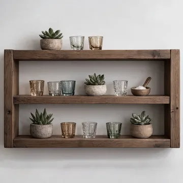 Dekorativ væghylde i træ Wallxpert Devin (40 x 30 x 7 cm) Træ - Træ - Hus & renovering - Byggeri - Gulv, væg & tag - Gulv & vægbeklædning - Vægplader