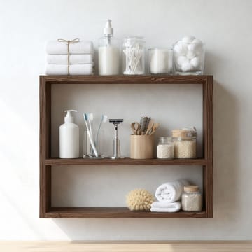 Dekorativ væghylde i træ Wallxpert Devin (50 x 40 x 7 cm) Træ - Naturligt træ - Hus & renovering - Byggeri - Gulv, væg & tag - Gulv & vægbeklædning - Vægplader