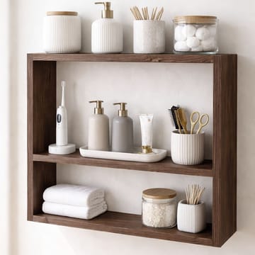 Dekorativ væghylde i træ Wallxpert Devin (50 x 40 x 7 cm) Træ - Naturligt træ - Hus & renovering - Byggeri - Gulv, væg & tag - Gulv & vægbeklædning - Vægplader
