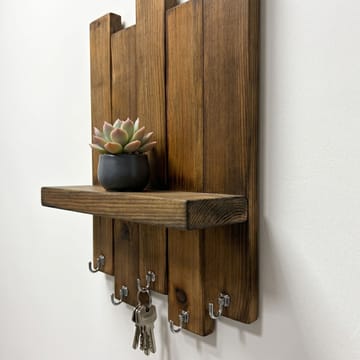 Dekorativ væghylde i træ Wallxpert Erno (25 x 32 x 9 cm) Valnød - Valnød - Hus & renovering - Byggeri - Gulv, væg & tag - Gulv & vægbeklædning - Vægplader