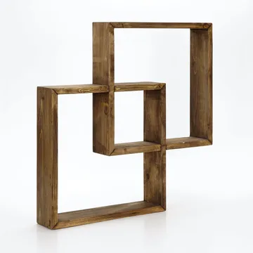 Dekorativ væghylde i træ Wallxpert Erno (51 x 51 x 9 cm) Eg - eg - Hus & renovering - Byggeri - Gulv, væg & tag - Gulv & vægbeklædning - Vægplader