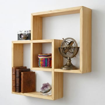 Dekorativ væghylde i træ Wallxpert Erno (51 x 51 x 9 cm) Træ - træ - Hus & renovering - Byggeri - Gulv, væg & tag - Gulv & vægbeklædning - Vægplader
