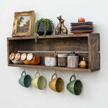 Dekorativ væghylde i træ Wallxpert Erno (70 x 21 x 10 cm) Træ - træ - Hus & renovering - Byggeri - Gulv, væg & tag - Gulv & vægbeklædning - Vægplader