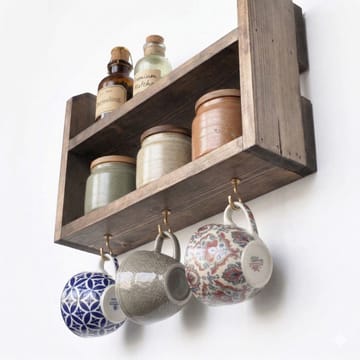 Dekorativ væghylde i træ Wallxpert Rafello (40 x 25 x 11 cm) Træ - I træ - Hus & renovering - Byggeri - Gulv, væg & tag - Gulv & vægbeklædning - Vægplader
