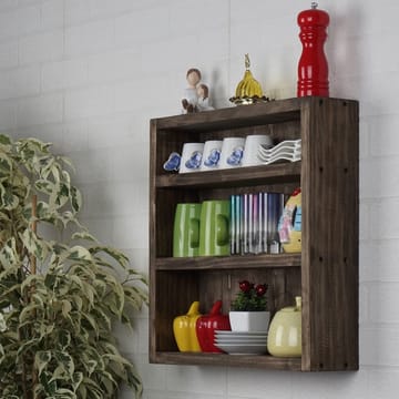 Dekorativ væghylde i træ Wallxpert Rafello (42 x 42 x 9 cm) Træ - Træ (naturlig træfinish) - Hus & renovering - Byggeri - Gulv, væg & tag - Gulv & vægbeklædning - Vægplader