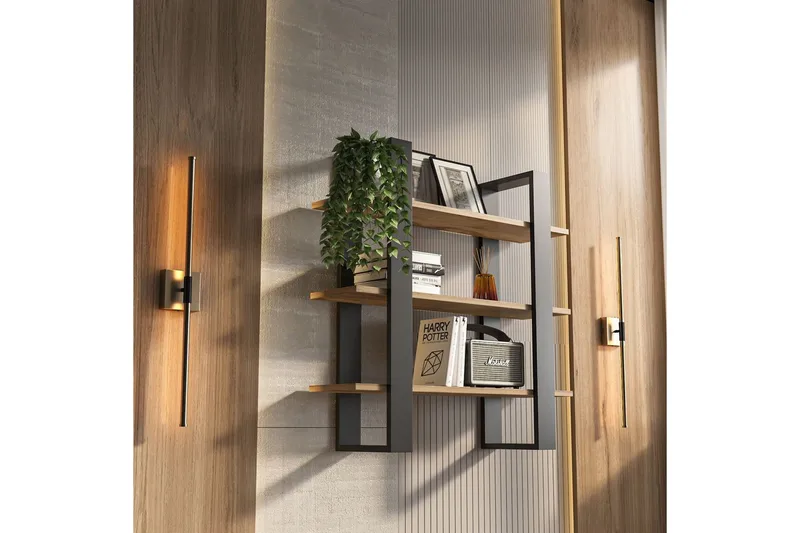 Draven Vægplade 90x90 cm - Sort/Eg - Opbevaring - Hylder & Reoler - Væghylde & vægreol