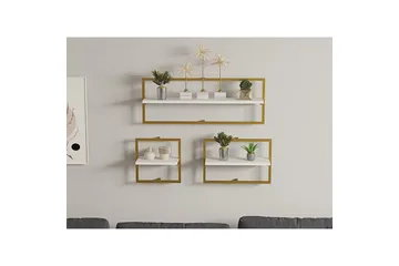 Muroran Vægplade 80x80 cm - Hvid/Guld - Opbevaring - Hylder & Reoler - Væghylde & vægreol