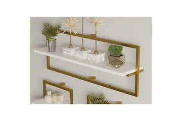 Muroran Vægplade 80x80 cm - Hvid/Guld - Opbevaring - Hylder & Reoler - Væghylde & vægreol