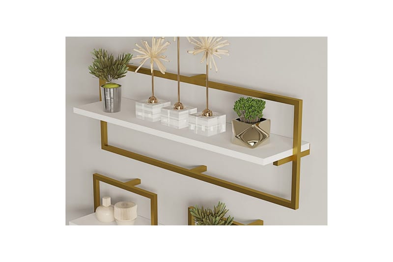Muroran Vægplade 80x80 cm - Hvid/Guld - Opbevaring - Hylder & Reoler - Væghylde & vægreol