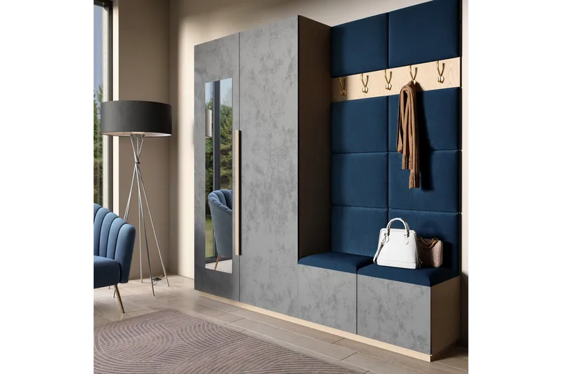 Quadratta Vægplade 100x200 cm, Blå