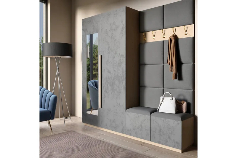 Quadratta Vægplade 100x200 cm, Grå