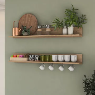 Væghylde Wallxpert Bren (120 x 15 x 14,8 cm) valnød - valnød - Hus & renovering - Byggeri - Gulv, væg & tag - Gulv & vægbeklædning - Vægplader