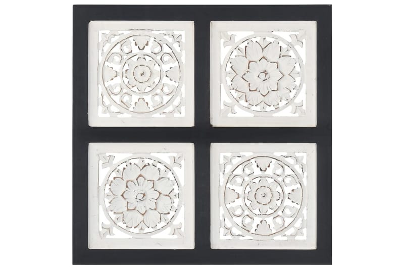 håndskåret vægpanel 40x40x1,5 cm MDF sort og hvid - Sort - Vægpanel & panelplade - Inderpanel