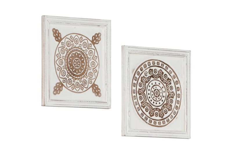håndskårne vægpaneler 2 stk 40x40x1,5 cm MDF - Brun - Hus & renovering - Byggeri - Gulv, væg & tag - Gulv & vægbeklædning - Vægpanel & panelplade