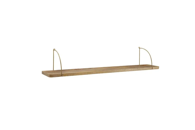 Vægreol Wohnling massivt træ, metal hængende hylde, industriel loftstil 120 cm, 120 cm