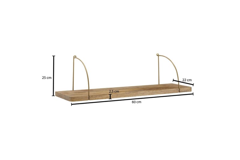 Vægreol Wohnling massivt træ, metal hængende hylde, industriel loftstil 60 cm - 60 cm - Hus & renovering - Byggeri - Gulv, væg & tag - Gulv & vægbeklædning - Vægplader