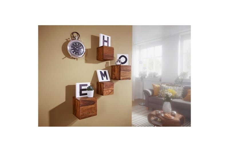 Vægreol Wohnling Sæt med 4 massivt træ kubeoptik vægmonteret moderne - Opbevaring - Hylder & Reoler - Væghylde & vægreol