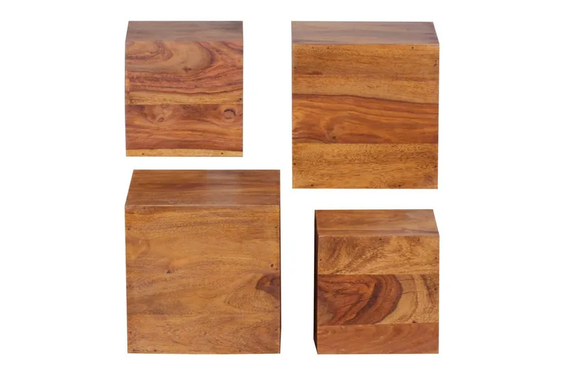 Vægreol Wohnling Sæt med 4 massivt træ kubeoptik vægmonteret moderne, undefined