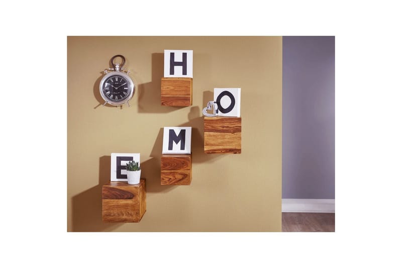 Vægreol Wohnling Sæt med 4 massivt træ kubeoptik vægmonteret moderne - Hus & renovering - Byggeri - Gulv, væg & tag - Gulv & vægbeklædning - Vægplader