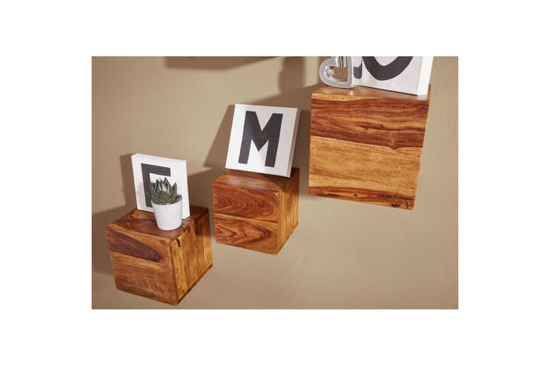 Vægreol Wohnling Sæt med 4 massivt træ kubeoptik vægmonteret moderne - Opbevaring - Hylder & Reoler - Væghylde & vægreol