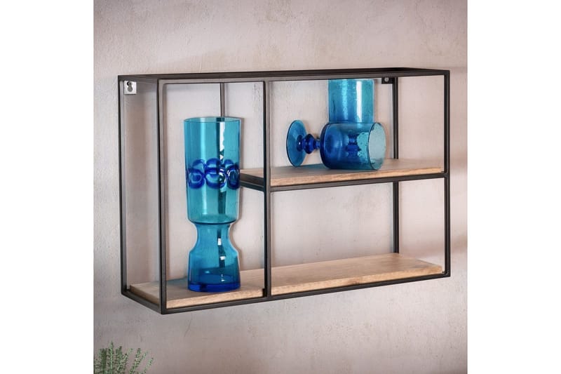 Vægreol Wohnling Solidtræ metalramme vægmonteret industrielt - Opbevaring - Hylder & Reoler - Væghylde & vægreol