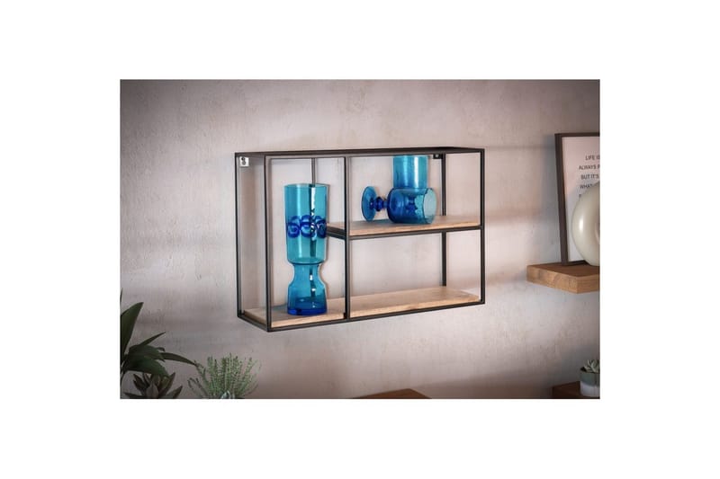 Vægreol Wohnling Solidtræ metalramme vægmonteret industrielt - Opbevaring - Hylder & Reoler - Væghylde & vægreol