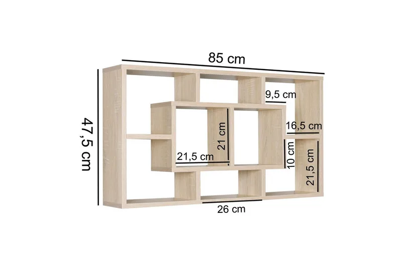 Vægreol Wohnling PAOLA melaminbelagt MDF, opbevaringshylde, vægmonteret, moderne stil Sonoma - Sonoma - Hus & renovering - Byggeri - Gulv, væg & tag - Gulv & vægbeklædning - Vægplader
