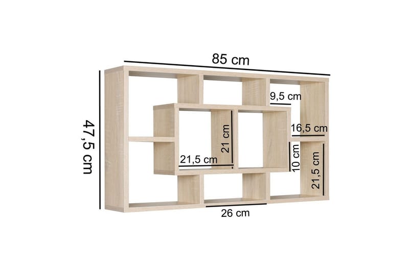 Vægreol Wohnling PAOLA melaminbelagt MDF, opbevaringshylde, vægmonteret, moderne stil Sonoma - Sonoma - Opbevaring - Hylder & Reoler - Væghylde & vægreol