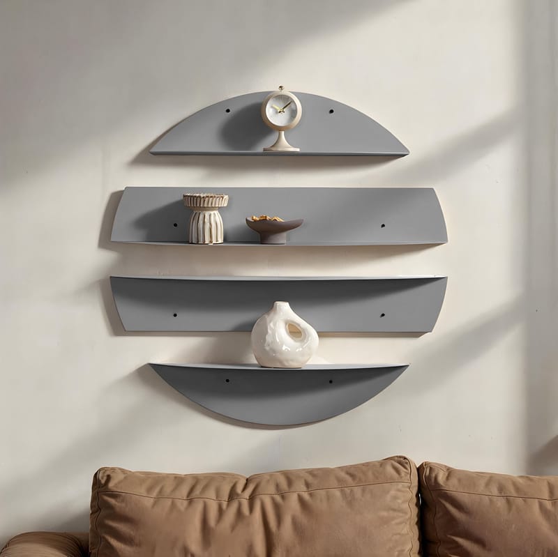 Zalvenn væghylde 76 cm rund - Grå - Opbevaring - Hylder & Reoler - Væghylde & vægreol