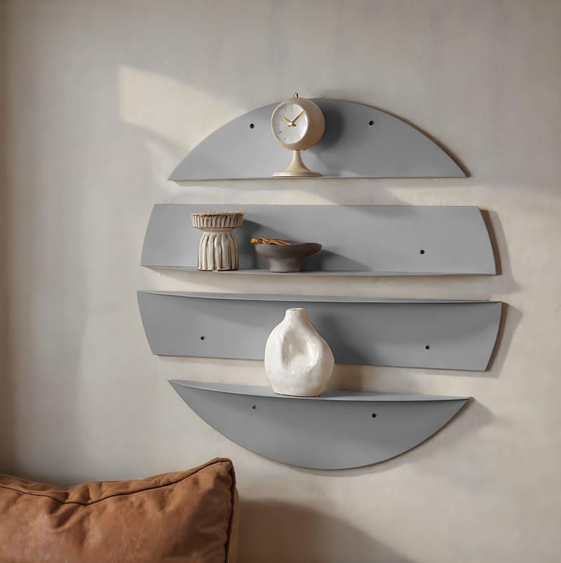 Zalvenn væghylde 76 cm rund - Grå - Opbevaring - Hylder & Reoler - Væghylde & vægreol