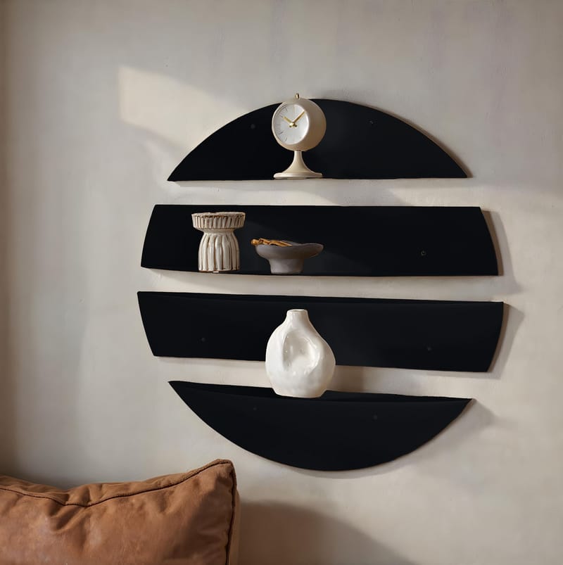 Zalvenn væghylde 76 cm rund - Sort - Opbevaring - Hylder & Reoler - Væghylde & vægreol