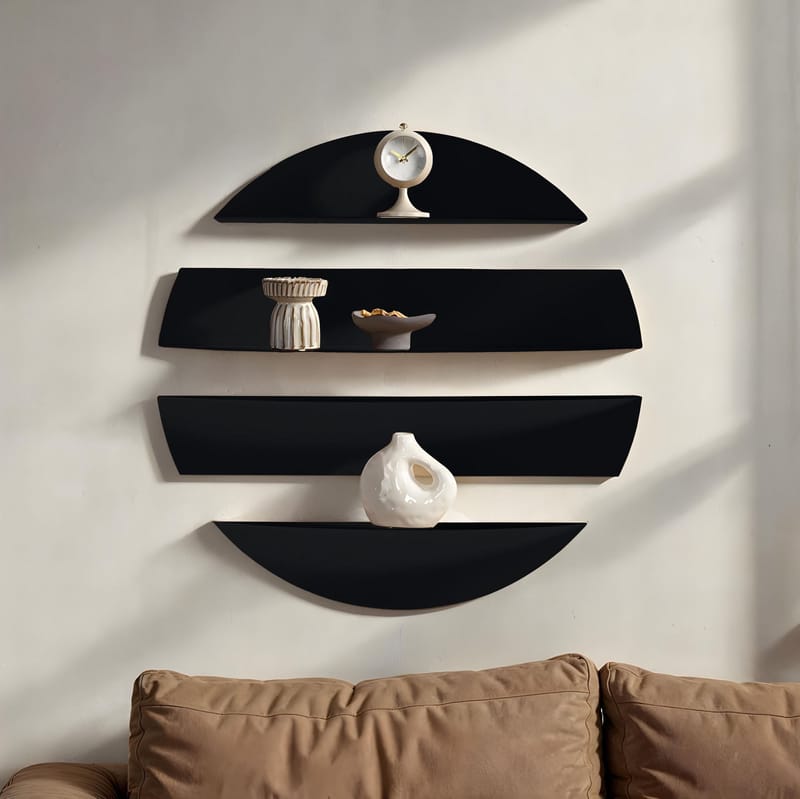 Zalvenn væghylde 76 cm rund - Sort - Opbevaring - Hylder & Reoler - Væghylde & vægreol