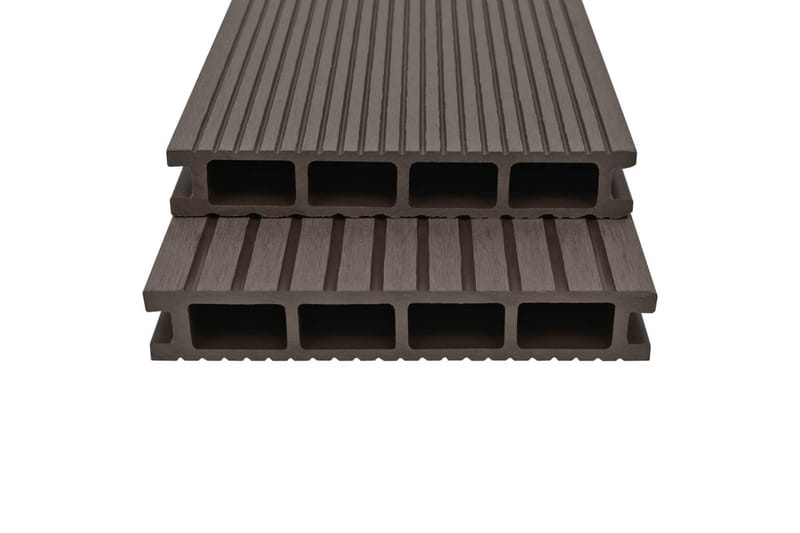 hule terrassebrædder med tilbehør WPC 16 m² 2,2 m mørkebrun - Træflise balkon - Vinylgulv & plastik gulv - Gulvplader & plastikfliser