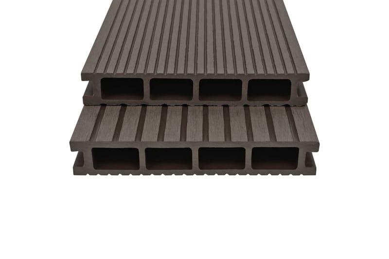 hule terrassebrædder med tilbehør WPC 26 m² 2,2 m mørkebrun - Træflise balkon - Vinylgulv & plastik gulv - Gulvplader & plastikfliser
