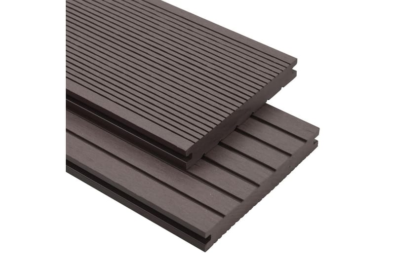 massive terrassebrædder med tilbehør WPC 10m² 2,2m mørkebrun - Træflise balkon - Vinylgulv & plastik gulv - Gulvplader & plastikfliser