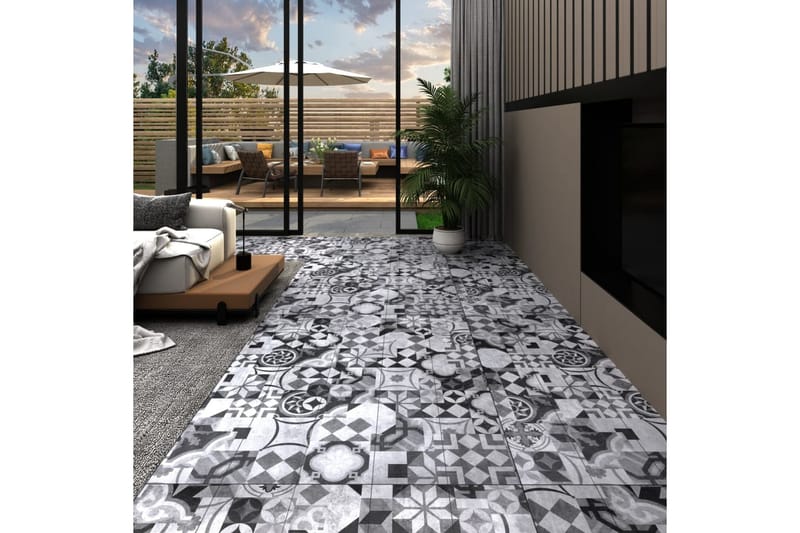 selvklæbende gulvbrædder 5,02 mÂ² 2 mm PVC gråt mønster - Grå - Hus & renovering - Byggeri - Gulv, væg & tag - Gulv - Vinylgulv & plastik gulv