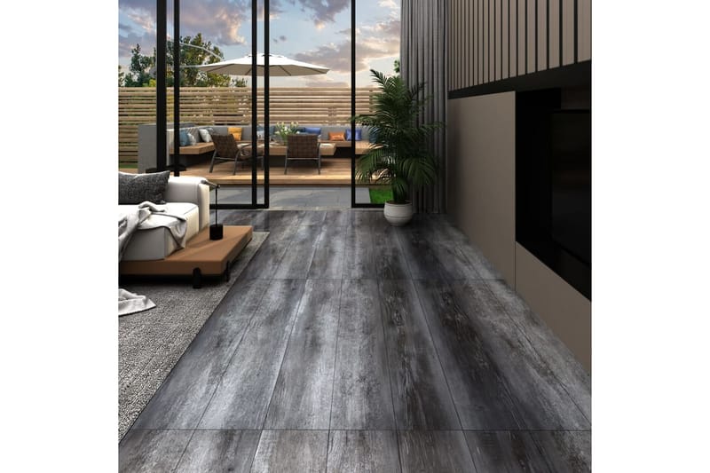 selvklæbende gulvbrædder 5,02 mÂ² 2 mm PVC skinnende grå - Grå - Hus & renovering - Byggeri - Gulv, væg & tag - Gulv - Vinylgulv & plastik gulv