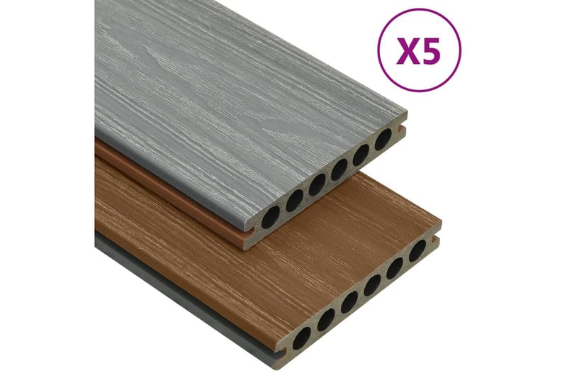 terrassebrædder med tilbehør WPC 10 m² 2,2 m brun og grå - Brun - Hus & renovering - Byggeri - Gulv, væg & tag - Gulv - Vinylgulv & plastik gulv