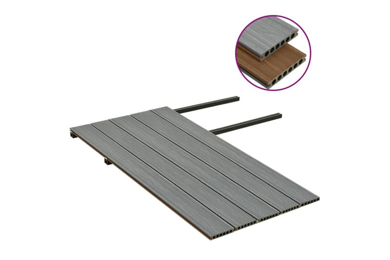 terrassebrædder med tilbehør WPC 10 m² 2,2 m brun og grå - Brun - Hus & renovering - Byggeri - Gulv, væg & tag - Gulv - Vinylgulv & plastik gulv