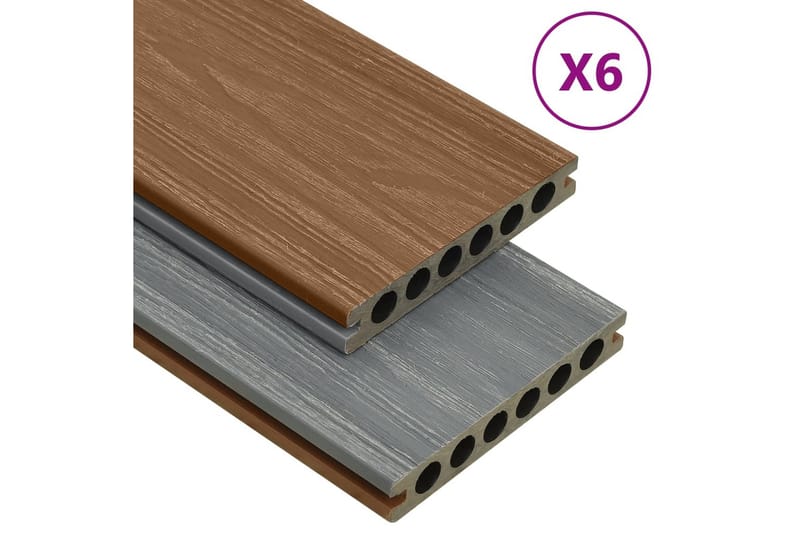 terrassebrædder med tilbehør WPC 15 m² 4 m brun og grå - Brun - Træflise balkon - Vinylgulv & plastik gulv - Gulvplader & plastikfliser