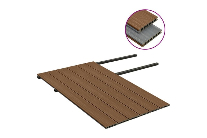 terrassebrædder med tilbehør WPC 15 m² 4 m brun og grå - Brun - Hus & renovering - Byggeri - Gulv, væg & tag - Gulv - Vinylgulv & plastik gulv
