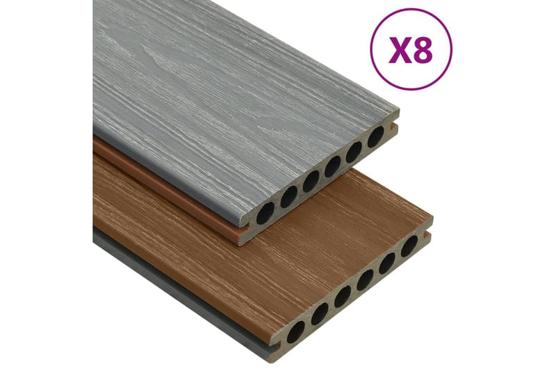 terrassebrædder med tilbehør WPC 16 m² 2,2 m brun og grå - Brun - Træflise balkon - Vinylgulv & plastik gulv - Gulvplader & plastikfliser