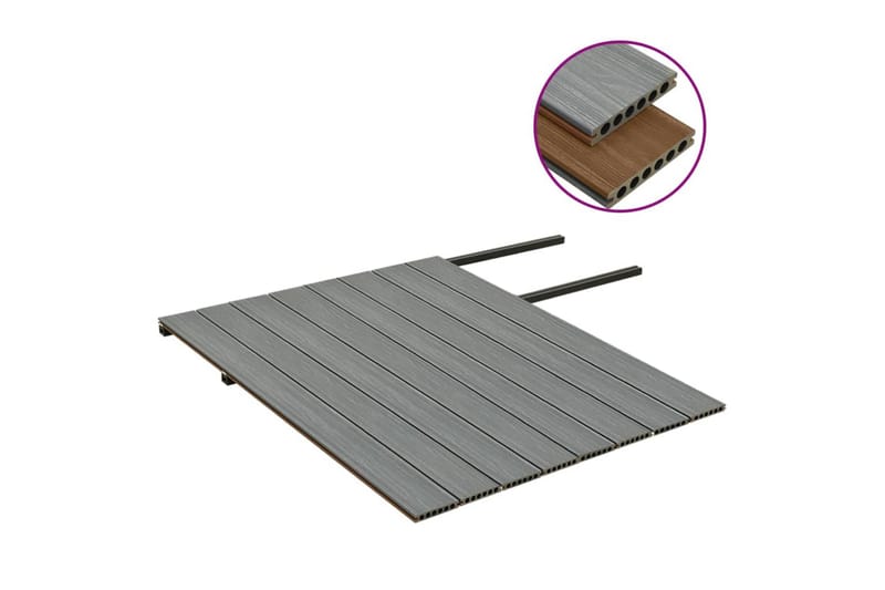 terrassebrædder med tilbehør WPC 16 m² 2,2 m brun og grå - Brun - Hus & renovering - Byggeri - Gulv, væg & tag - Gulv - Vinylgulv & plastik gulv