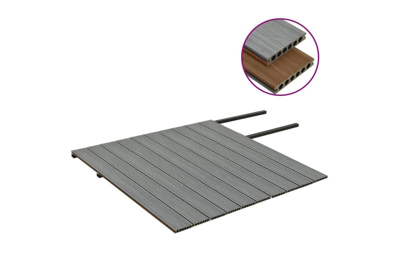 terrassebrædder med tilbehør WPC 20 m² 2,2 m brun og grå - Brun - Hus & renovering - Byggeri - Gulv, væg & tag - Gulv - Vinylgulv & plastik gulv