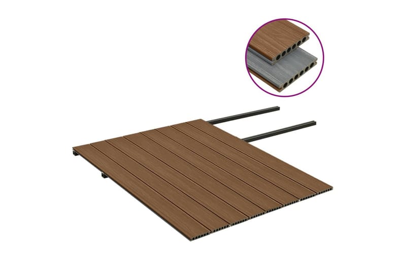 terrassebrædder med tilbehør WPC 20 m² 4 m brun og grå - Brun - Hus & renovering - Byggeri - Gulv, væg & tag - Gulv - Vinylgulv & plastik gulv