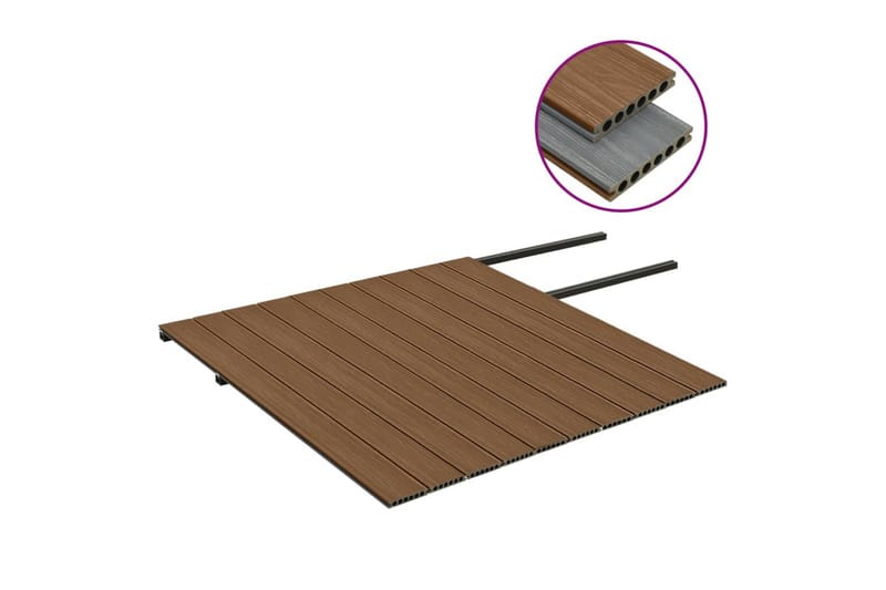 terrassebrædder med tilbehør WPC 25 m² 4 m brun og grå - Brun - Hus & renovering - Byggeri - Gulv, væg & tag - Gulv - Vinylgulv & plastik gulv
